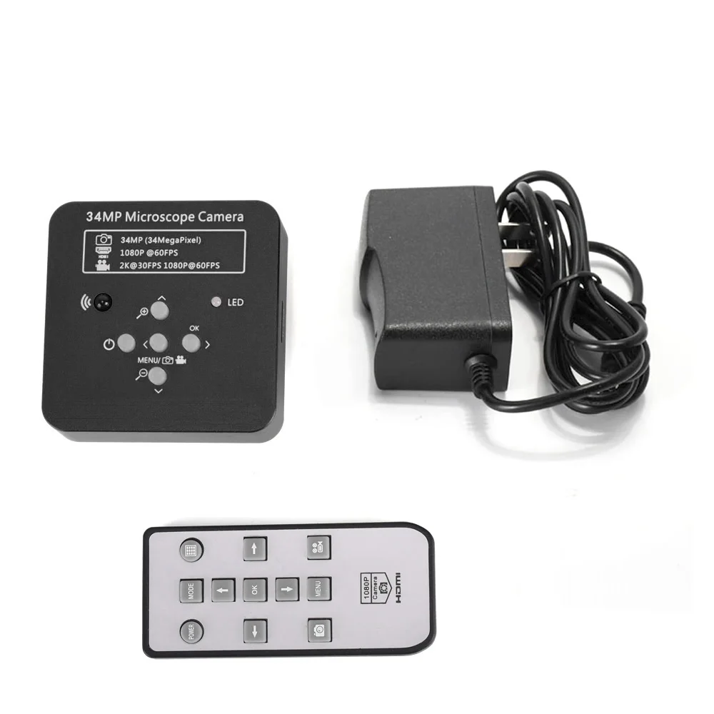 Black-US 34MP Full HD промышленный электронный цифровой USB Видео Стерео микроскоп камера для телефона Процессор набор для ремонта плат с пультом дистанционного управления - Цвет: Black-US