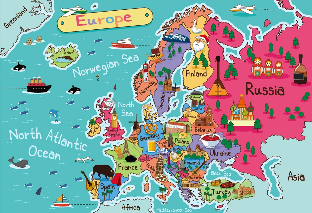 HUAYI карта мира фон для фотосъемки День Рождения фотография новорожденный ребенок