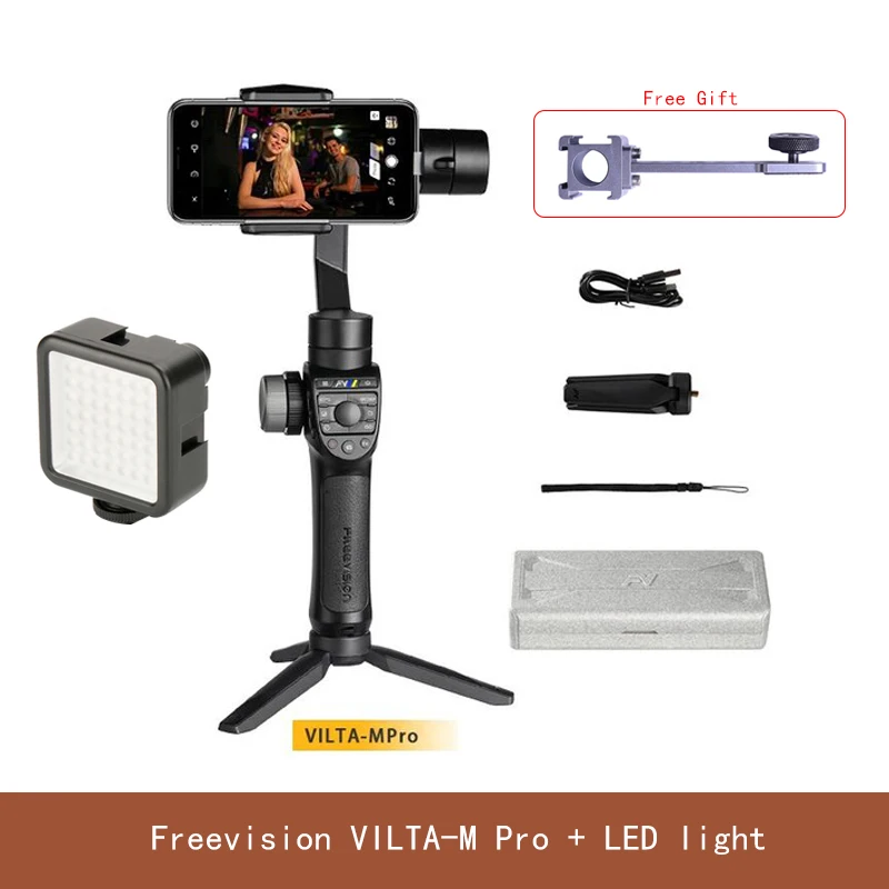 With Light PT-3 Freevision Vilta-M Pro 3-осевой Ручной Стабилизатор на шарнирном замке для смартфона для huawei P30 Pro IPhone Gopro стабилизатор телефона гладкой 4 - Цвет: With Light PT-3