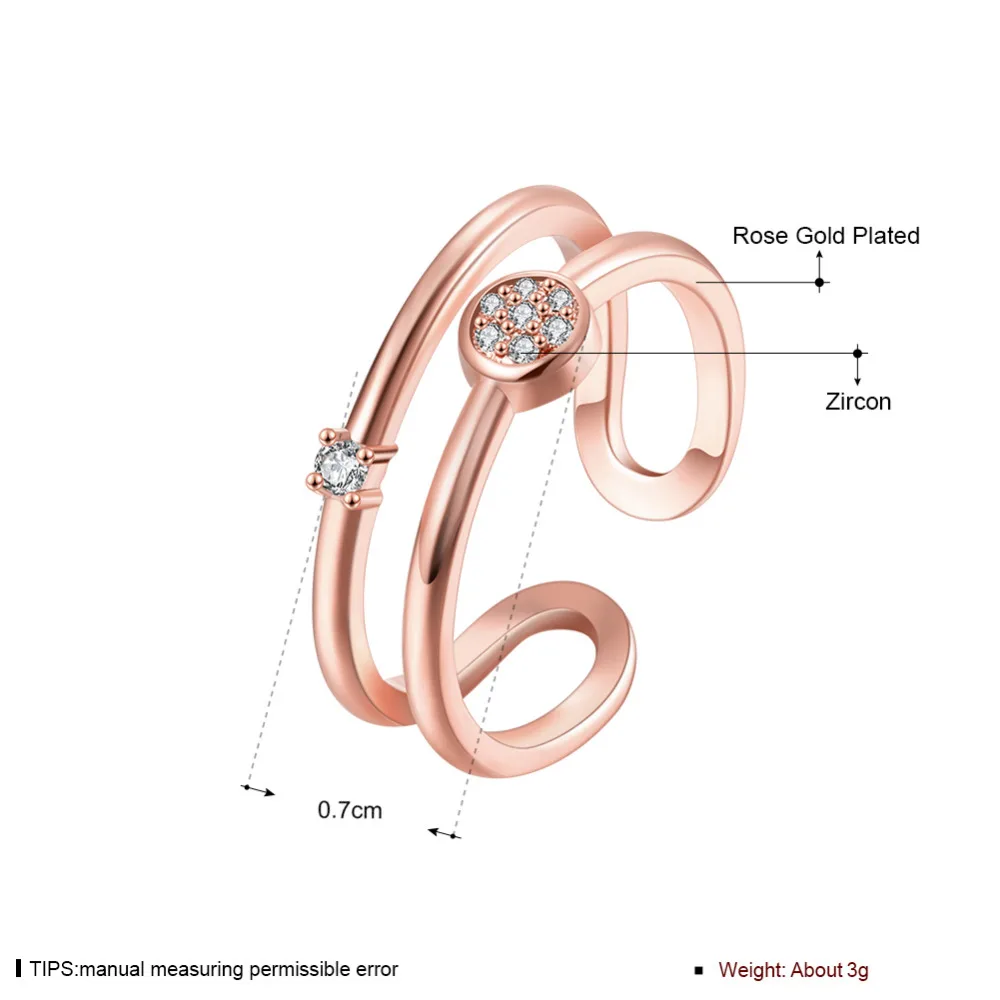 Женское Открытое кольцо с австрийским кристаллом вечерние цвет розового золота |