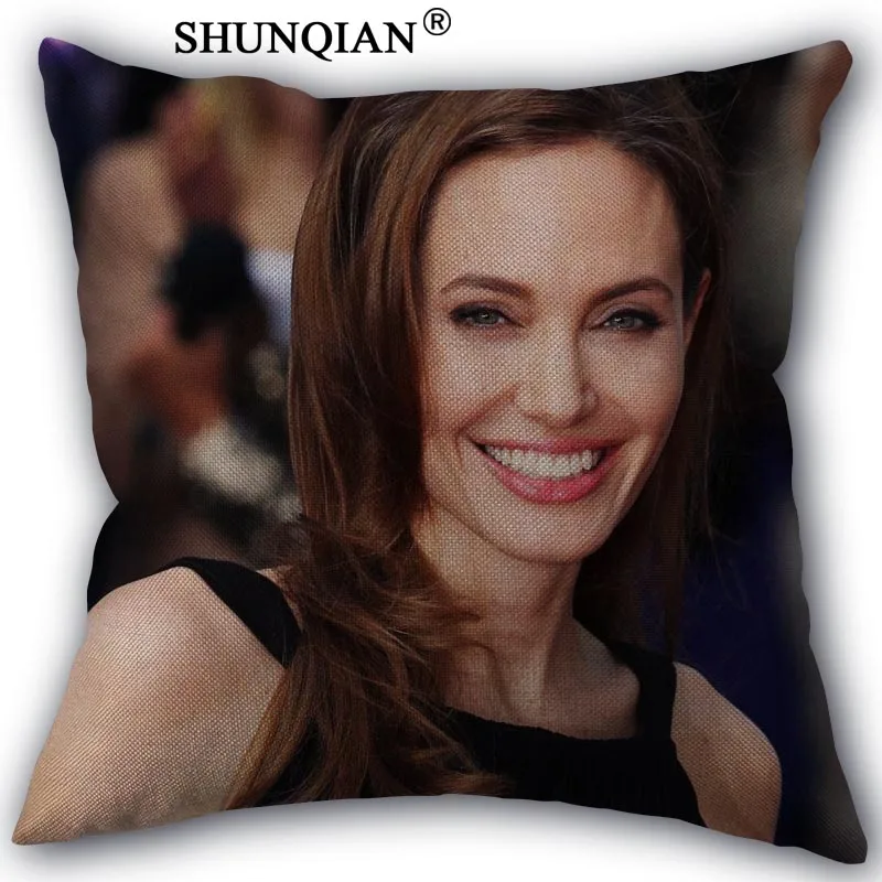 Льняная хлопковая наволочка с принтом Angelina Jolie, покрывало домашний текстиль, декоративная наволочка, индивидуальный подарок, 45x45 см, с одной стороны - Цвет: Pillowcase
