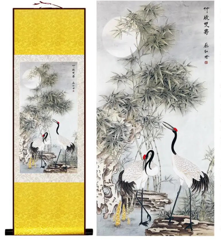 Картина журавль китайская художественная живопись украшение для дома и офиса