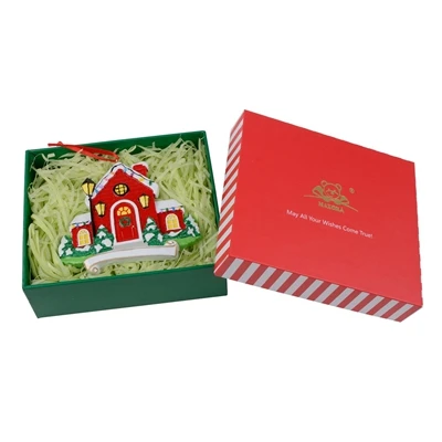 with gift box Рождественский красный дом персонализированные украшения для нового дома празднования, для праздников и вечеринок украшения, год, Рождество Празднование - Цвет: with gift box