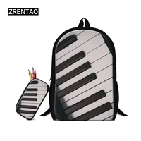 zrentao girls mochilas new fashion 3d piano print backpack with pencil bags boys bookbag double shoulder travel rucksack