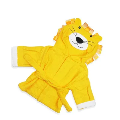 Yellow lion Детский халат, зимние детские халаты с героями мультфильмов для мальчиков и девочек, полотенце, Enfant, одежда для сна, банный халат с капюшоном, детская теплая одежда - Цвет: Yellow lion