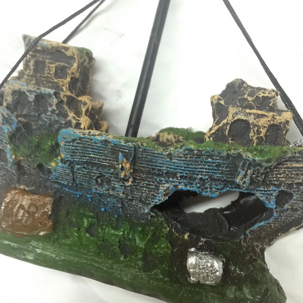 Серьги-подвески аквариумное украшение развалины парусная лодка затонувший