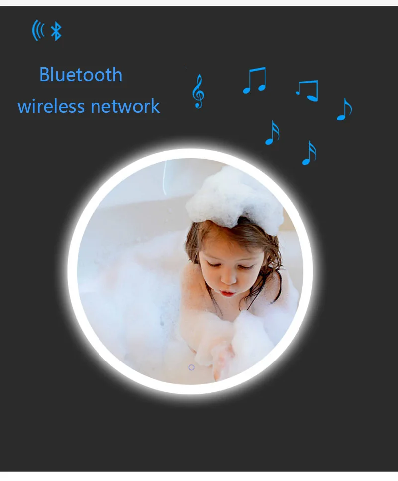 Bluetooth, музыкальное настенное зеркало, светодиодный, для ванной комнаты, зеркало для макияжа, интеллектуальный дисплей, HD, с подсветкой, зеркала для ванной комнаты, влагостойкая доска