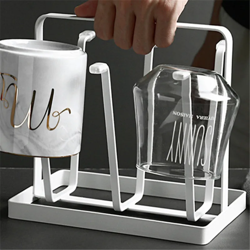 

square cup holder tray Bottle Drying Rack kitchen accessories iron hanger cup glass leach rack coffee mug holder cup dryer