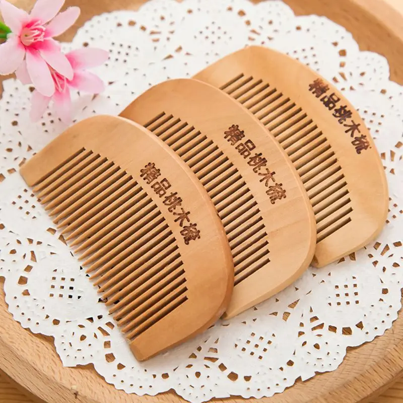 Натуральная персиковая древесина утолщенная изогнутая карманная щетка для