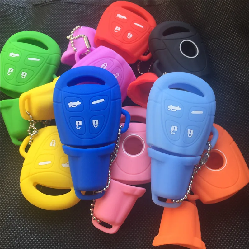 New 4 Buttons silicone rubber car key case shell cover For SAAB 9-3 9-5 93 95 Blank Remote Car Key Shell Fob Case Cover