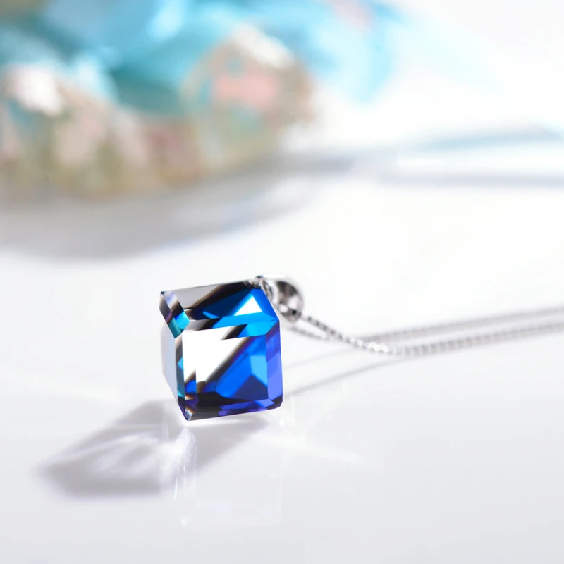 BAFFIN Cube подвеска ожерелья Кристаллы от Swarovski элементы серебряного цвета ожерелья для женщин и детей Простые Ювелирные изделия Подарки