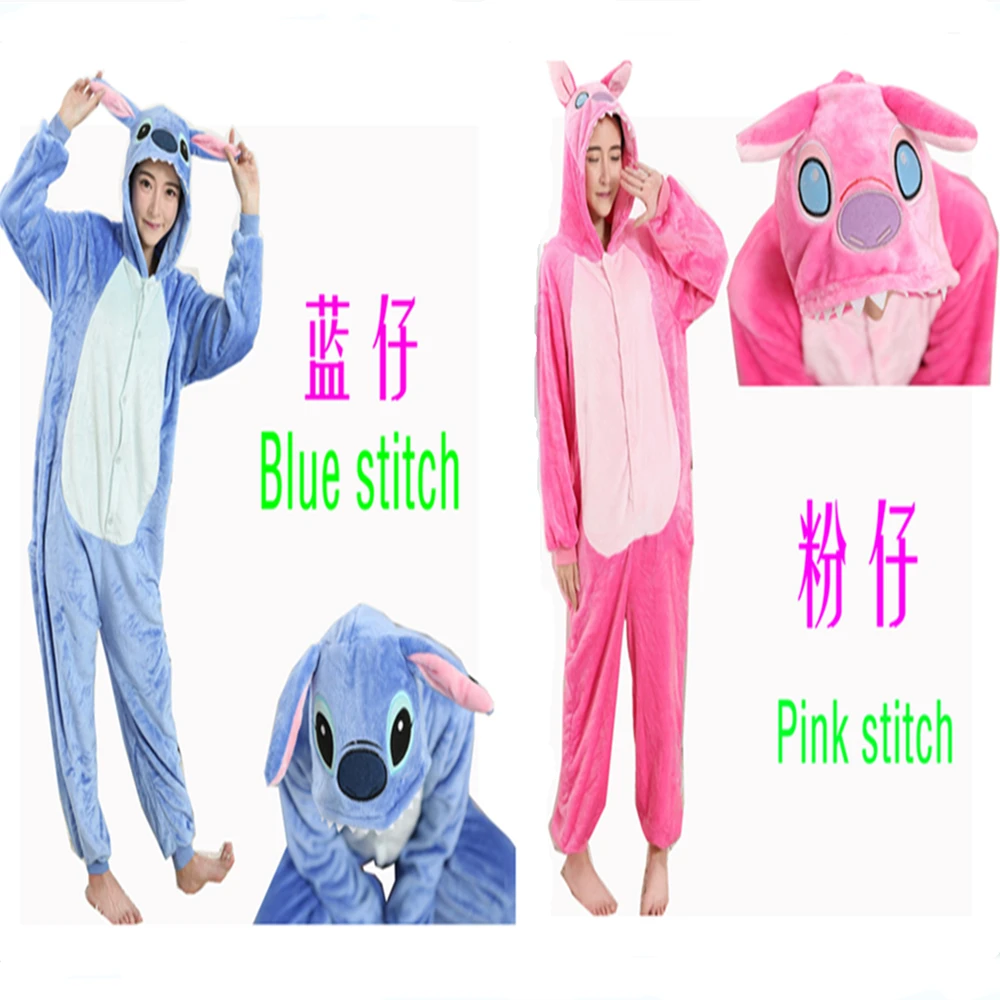 Аниме Синий Стич Косплей Footed Пижама Комбинезон Onesie розовый стежок костюм