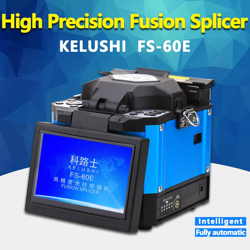 

KELUSHI FS-60E FTTH Automatic Optical Fiber High Precision Fusion Splicer Machine Electrode Welding Splicing Machine Blue