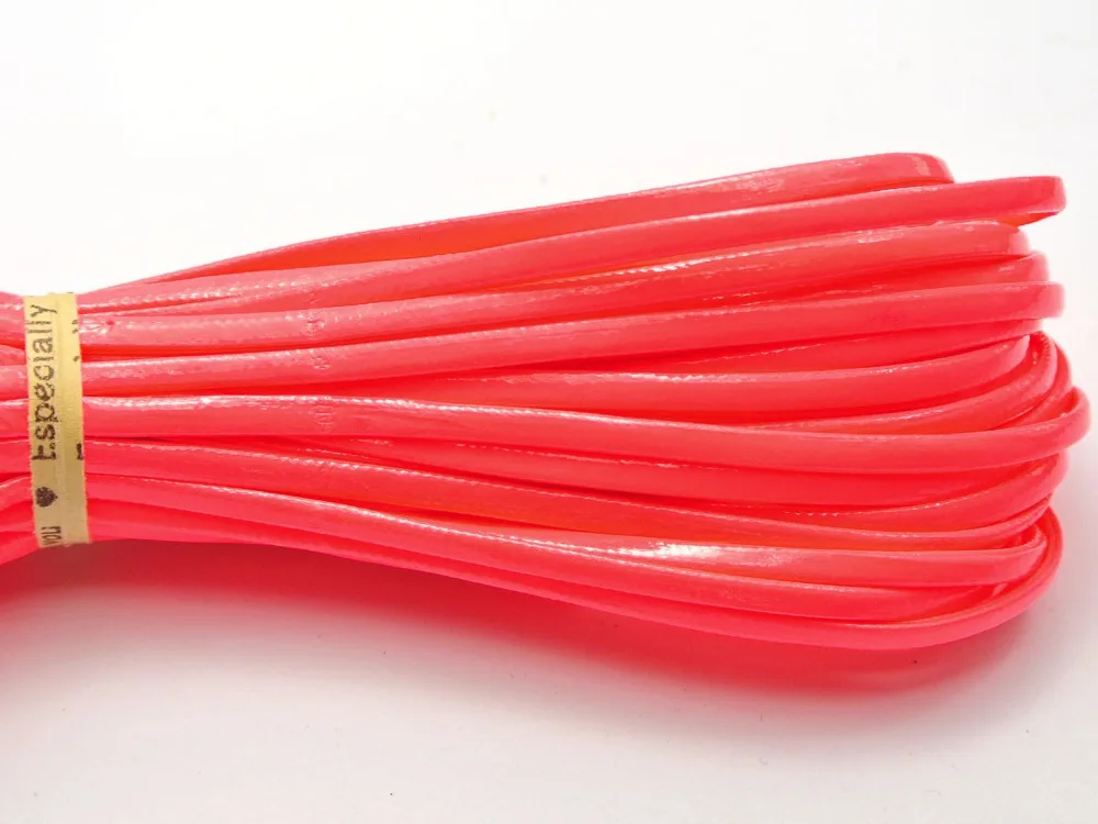 

10 Meter Bright Pink Flat Soft Synthetic Leather Jewelry Cord Lace String 3X1mm