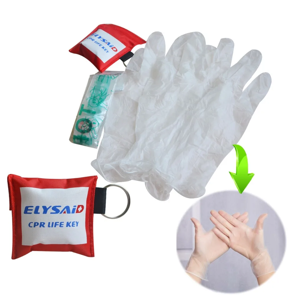 Упаковка из 30 шт. CPR Life Key Elysaid защитный экран CPR одноходовой клапан маска с дыхательным барьером аптечка+ 30 пар перчаток