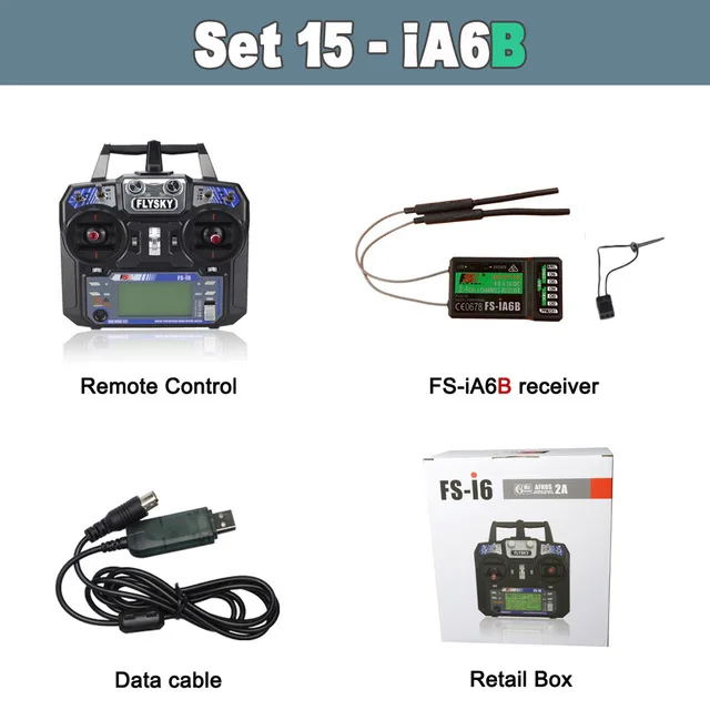 I6 iA6B w Data Cable Flysky FS-i6 FS I6 2,4G 6ch RC передатчик контроллер FS-iA6/FS-iA6B приемник для RC гонщик планер Дрон/самолет - Цвет: I6 iA6B w Data Cable