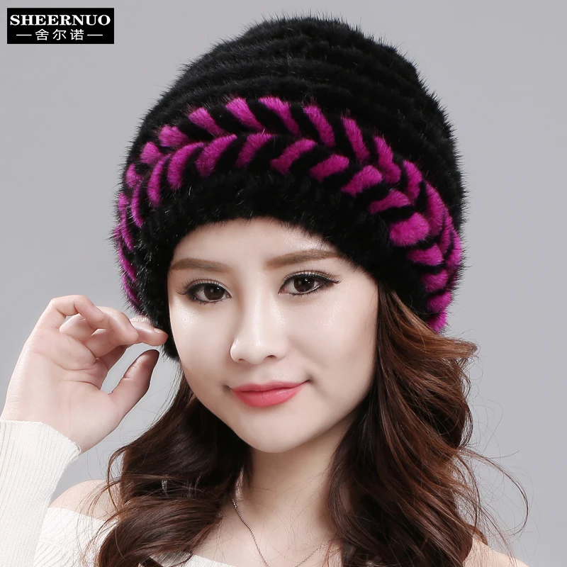 Sheernuo Новая меховая норковая шапка женская зимняя теплая модная универсальная