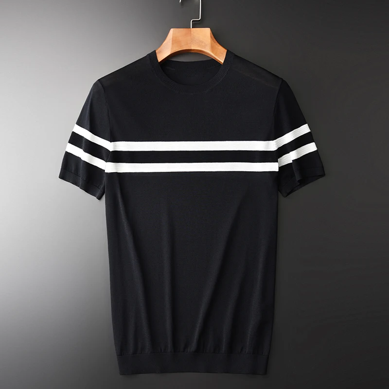 Новые летние мужские футболки класса люкс трикотажа с коротким рукавом размера