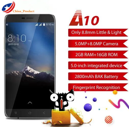 Смартфон Blackview A10 Android 7,0 MTK6580A четырехъядерный 2 Гб ОЗУ 16 Гб ПЗУ 5," с отпечатком пальца gps 3g WCDMA сотовые телефоны
