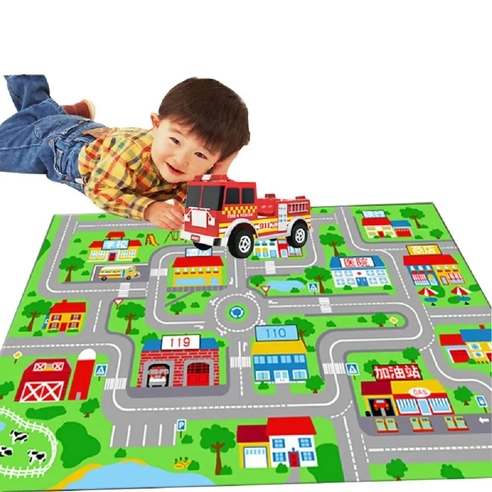 WINLIFE большой детский игровой коврик Городская жизнь игровой коврик - Цвет: 52x75inch