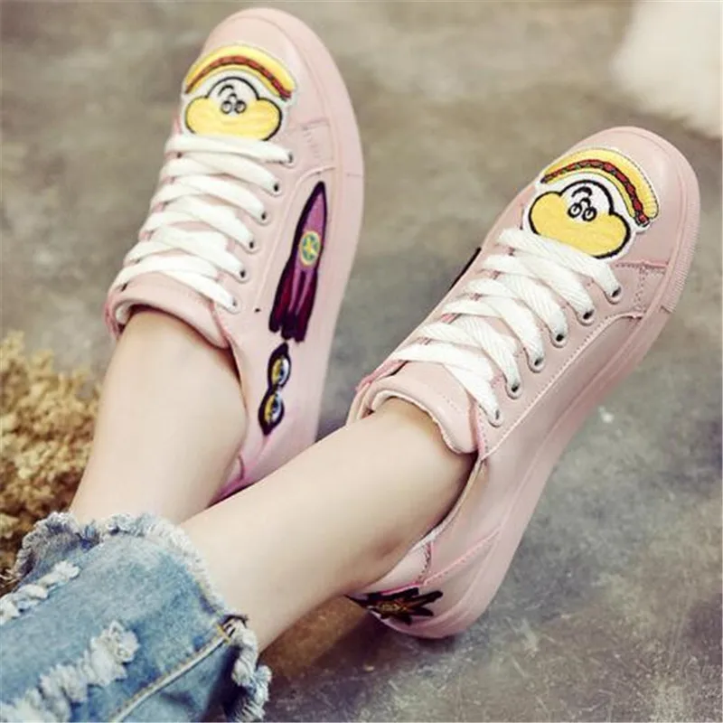 2017 Новых Осенью Корейский Стиль Женская Дамы Моды Случайные Шнуровкой Кроссовки