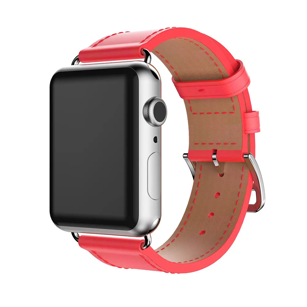 Красный ремешок для часов мужчин и женщин из натуральной кожи Apple Watch 38 мм 42