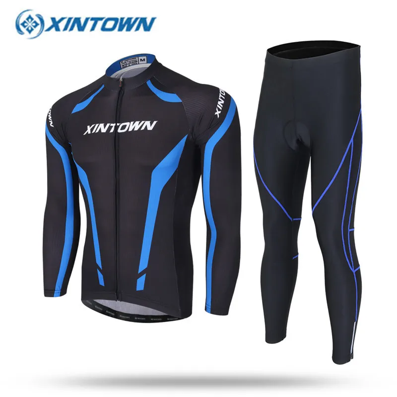 

2018 XINTOWN Blue Men Cycling Jersey Breathable Long Sleeve Road Bike Bicycle Clothing Quick Dry Sport Wear Jerseys