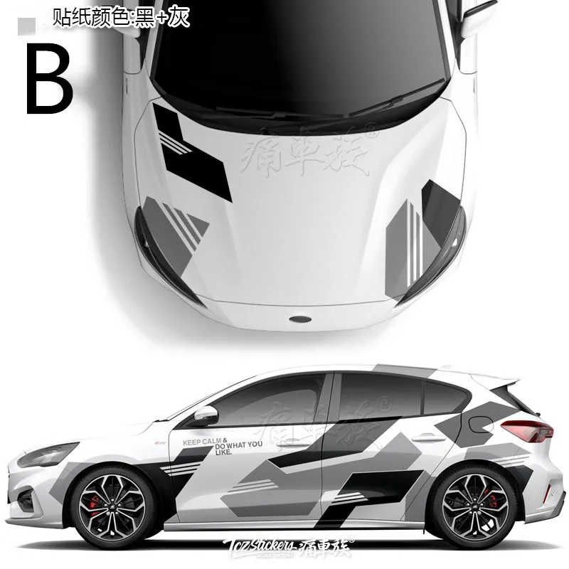 B Автомобильные наклейки для Ford Focus, цветные наклейки для тела, декоративные модифицированные персональные наклейки, пленка - Название цвета: B