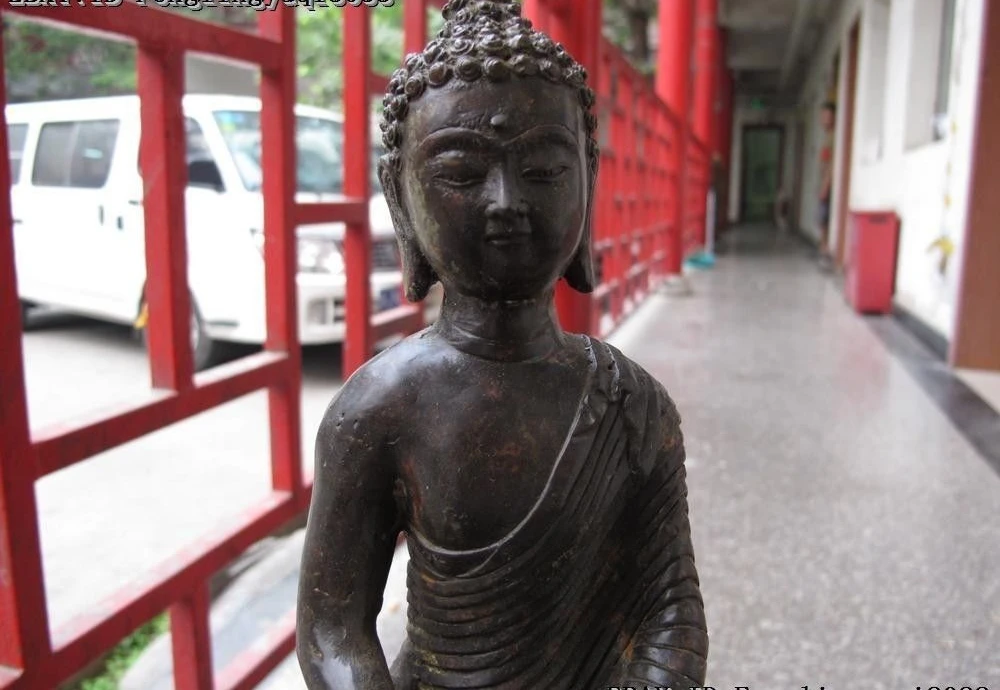 Tibet Old Fane Bronze Copper kasaya Sakyamuni shakyamuni Tathagata Buddha Statue | Дом и сад