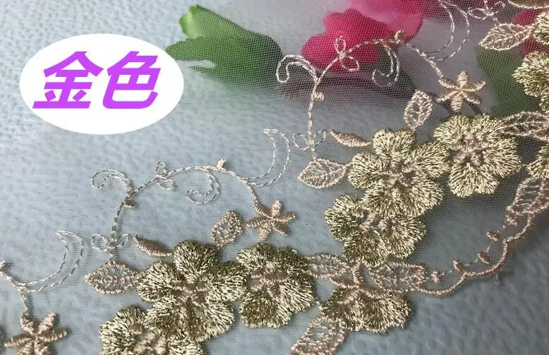 21 Yards Wholesale Flower Handmade DIY Lace Fabric Garment Accessories Pink Blue Gold Embroidery Curtains Trim | Дом и сад