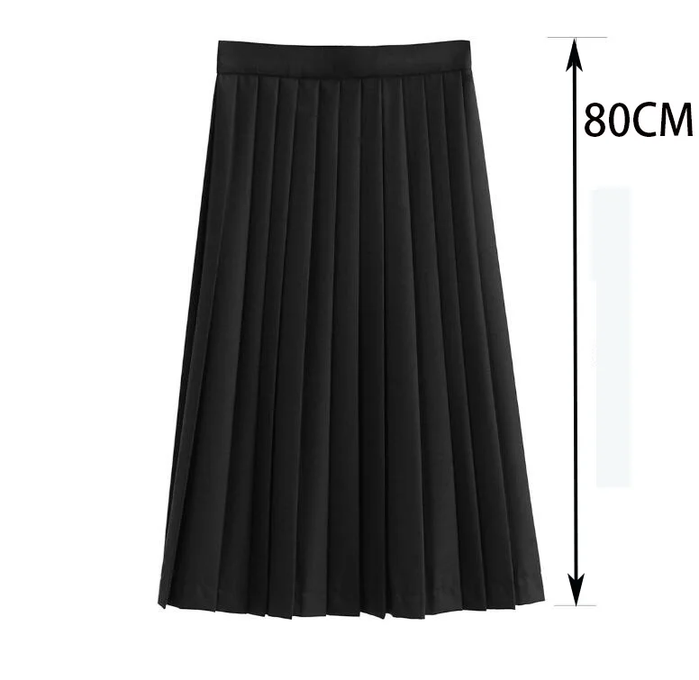 80CM SKIRT Плиссированная юбка на рост 60-80 см школьная форма с длинными рукавами одежда для студентов класс японская Униформа JK рубашка Длинная юбка пальто три/комплект JK005 - Цвет: 80CM SKIRT