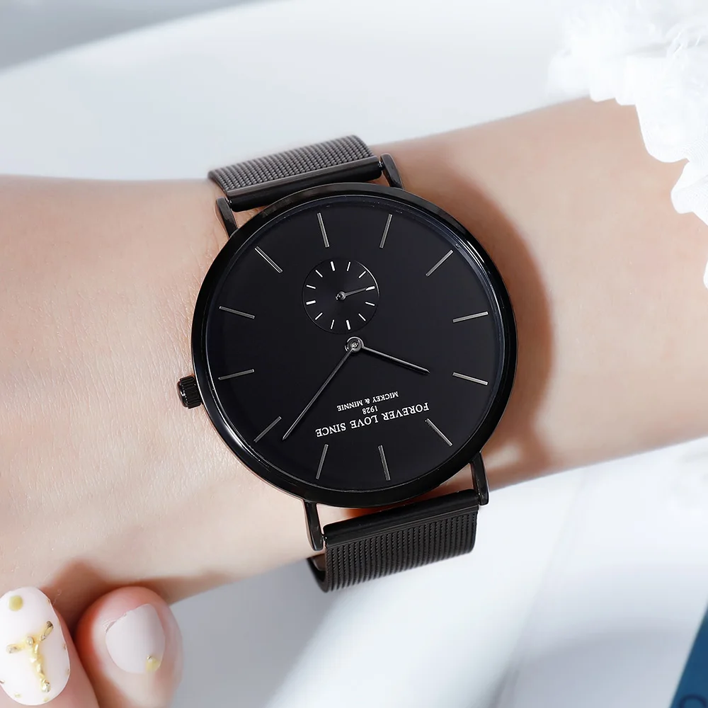 Часы наручные Disney женские кварцевые простые минималистичные с сетчатым