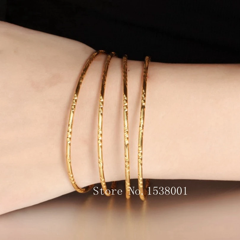 4 шт./лот оптовая продажа резной простой желтый золотистый женский браслет