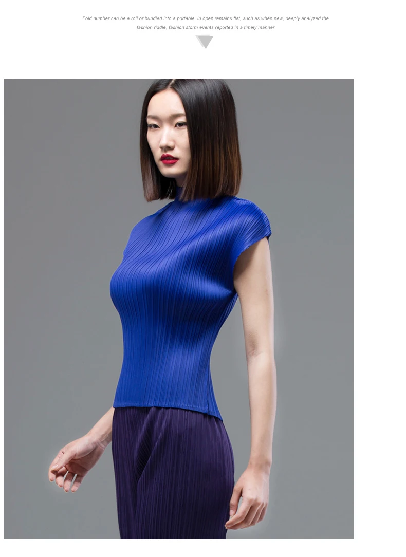 Changpleat, женская летняя футболка, водолазка, Miyak, плиссированная, тонкая, большой размер, женская футболка с коротким рукавом, топы размера плюс, D8656