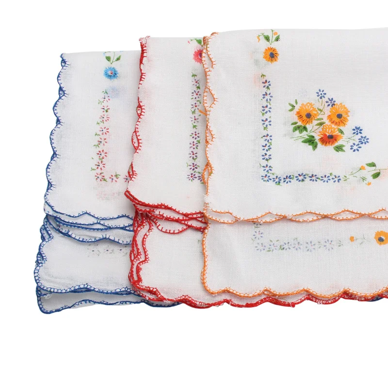 Многоцветный 12 pcs Vintage Cotton Floral Pattern Handkerchief Pocket Towel For Women Girls pocket square hankerchief poszetka - Цвет: Многоцветный