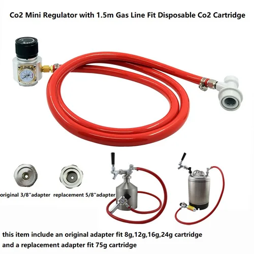 Disposable cartridge HomeBrew пивной бочонок портативный мини CO2 Картридж регулятор с ПВХ газовой линии и шаровой замок разъединить 0~ 60 фунтов/кв. дюйм - Цвет: Disposable cartridge