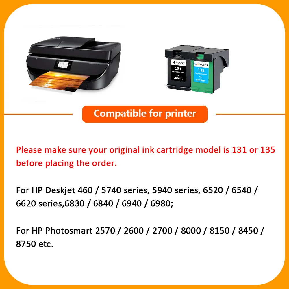 Hisaint 131 135 сменный картридж для принтера HP с чернилами Deskjet 460 5740 5940 6520 6540 5743 5943
