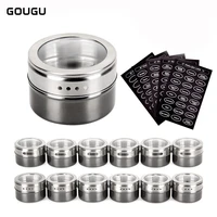 gougu magnetic spice jar with stickers stainless steel spice tins pepper seasoning sprays tools