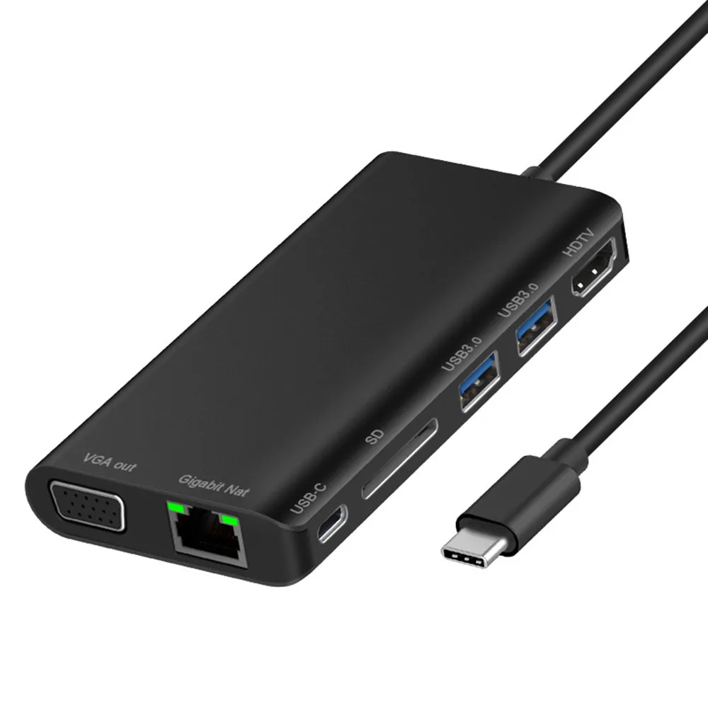 A Устойчивый адаптер USB C к type C 8 в 1 USB 3,0 HDMI 4K VGA RJ45 адаптер SD TF кардридер концентратор для Android телефонов#5 - Цвет: A