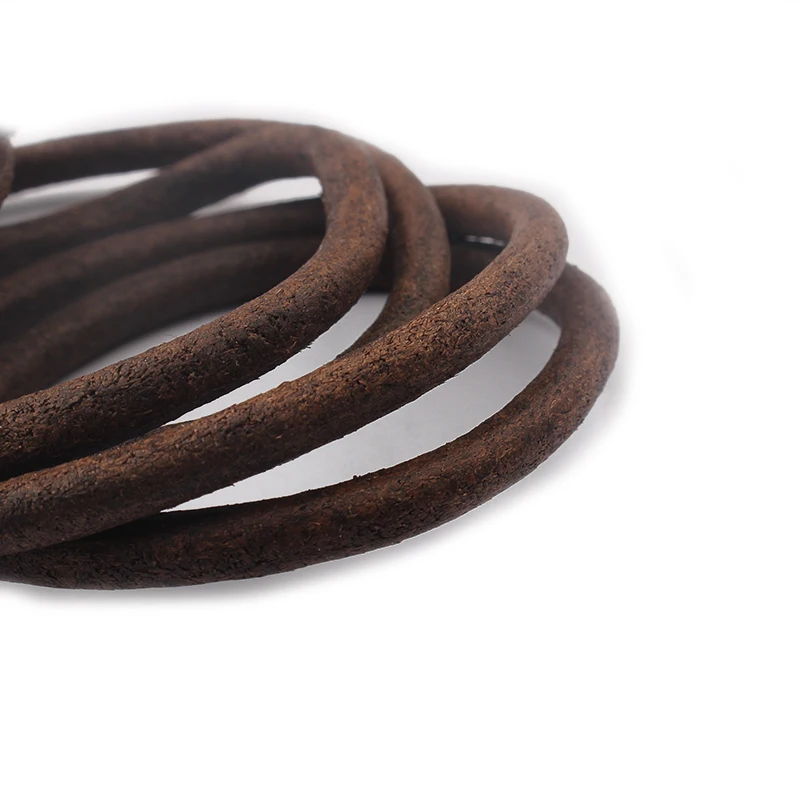 

5 Meters High Quality Dark Antique Brown 5mm Round Genuine Soft Leather Findings Cord String Lace Rope