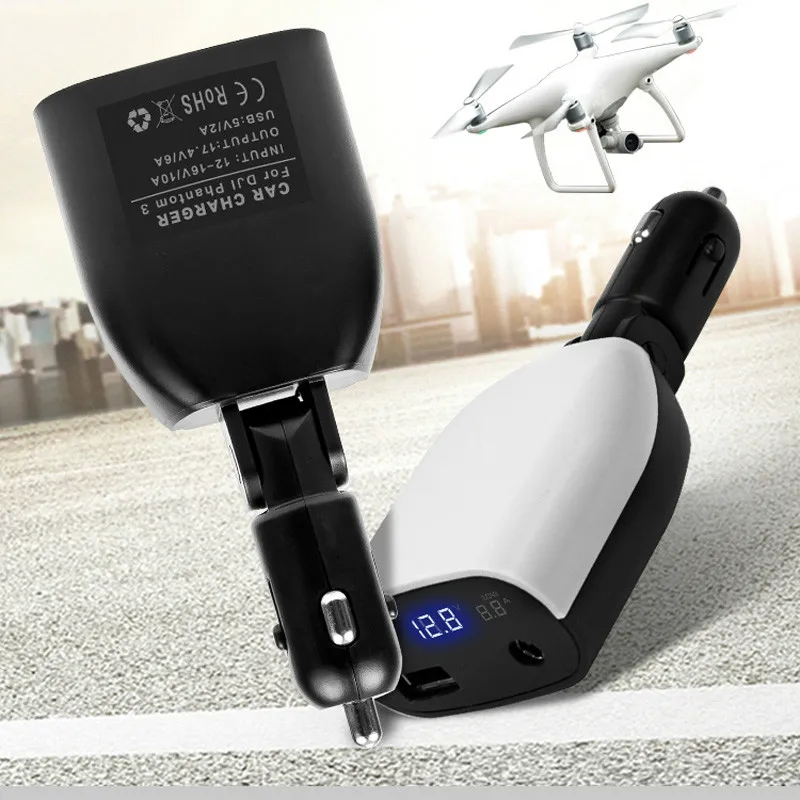 IPiggy 1 шт. автомобиля зарядное устройство вольтметр выход для DJI Phantom 4 Pro advanced iphone ipad