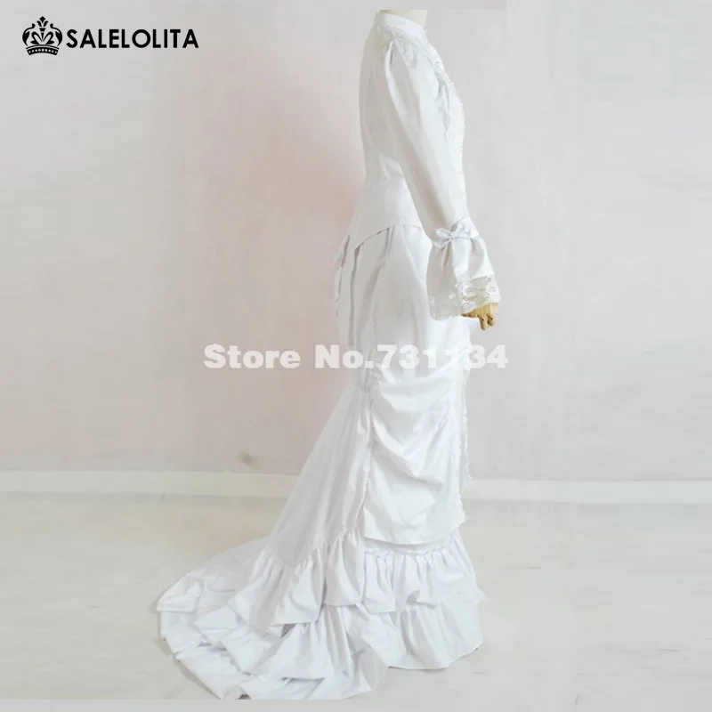 Элегантное и изящное белое хлопковое бальное платье 19-го века в пол