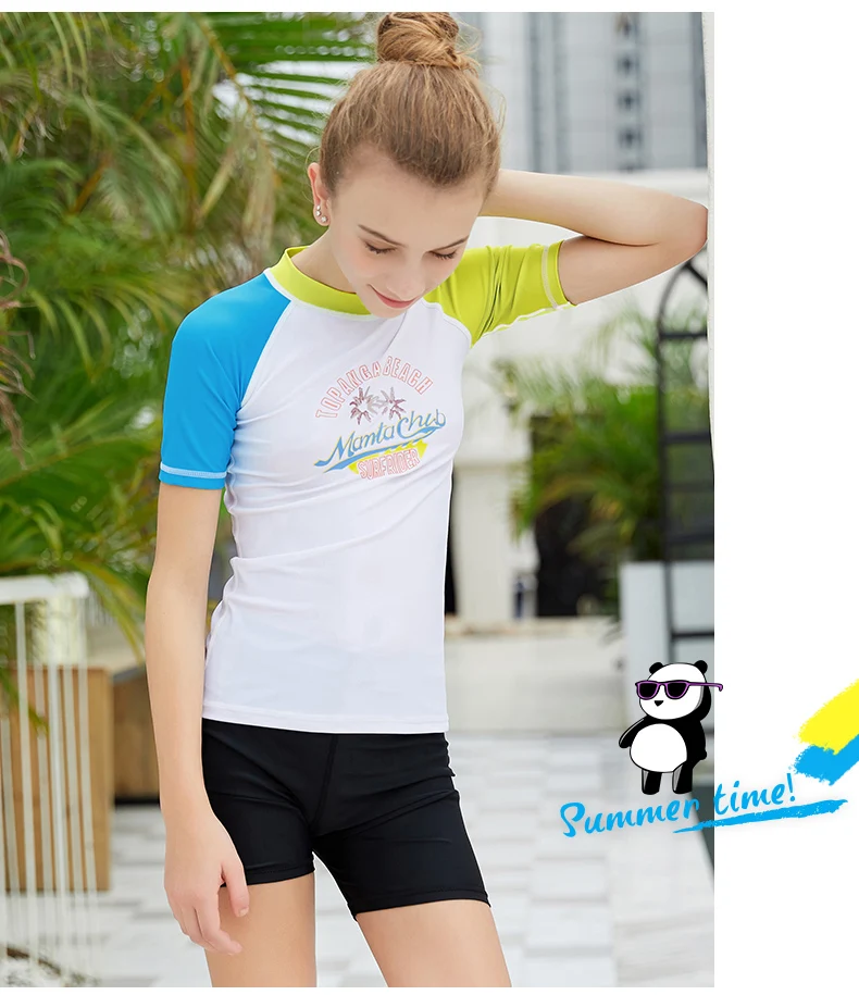 Kids Short Long Sleeve Rash Guard Sun UV Protected UPF50+ Boys Girls Surf Swim Shirt Lycra Basic Skin Athletic Tops(115-165cm