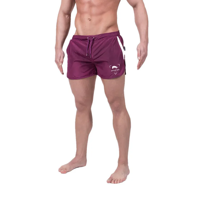 Dark red Новинка, Брендовые мужские спортивные штаны для тренировок, мужские спортивные штаны для бодибилдинга, пляжные шорты, мужские быстросохнущие шорты, размер M-XXL - Цвет: Dark red