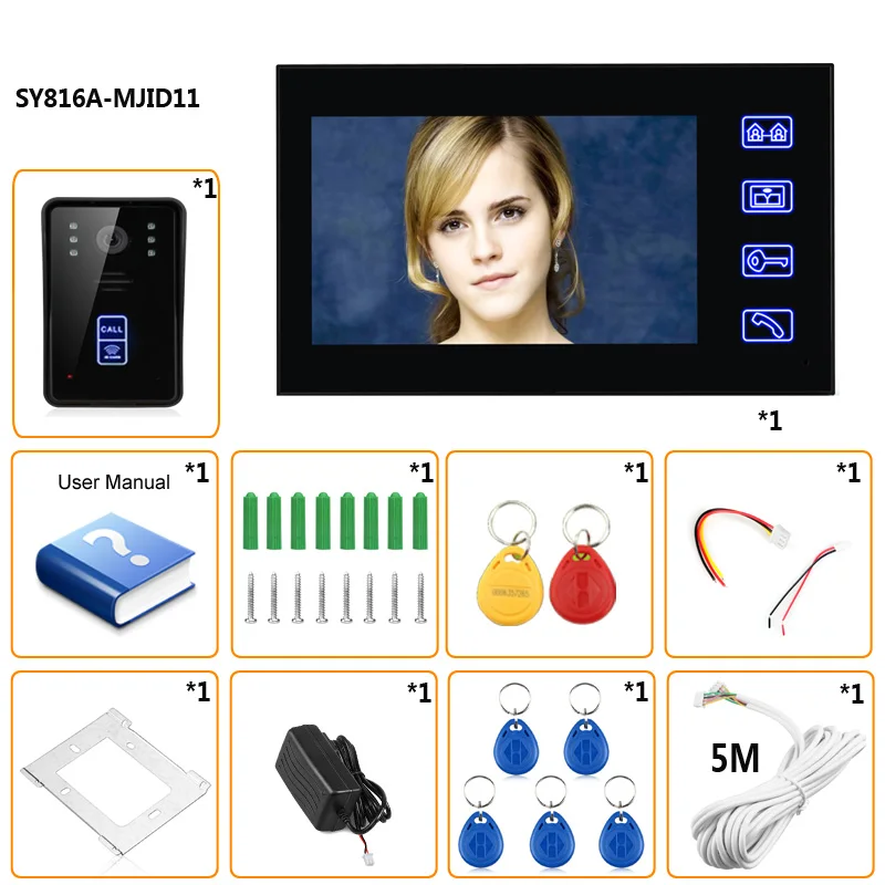 SmartYIBA проводной 7 ''ЖК видео домофон комплект дверной звонок RFID разблокировка с