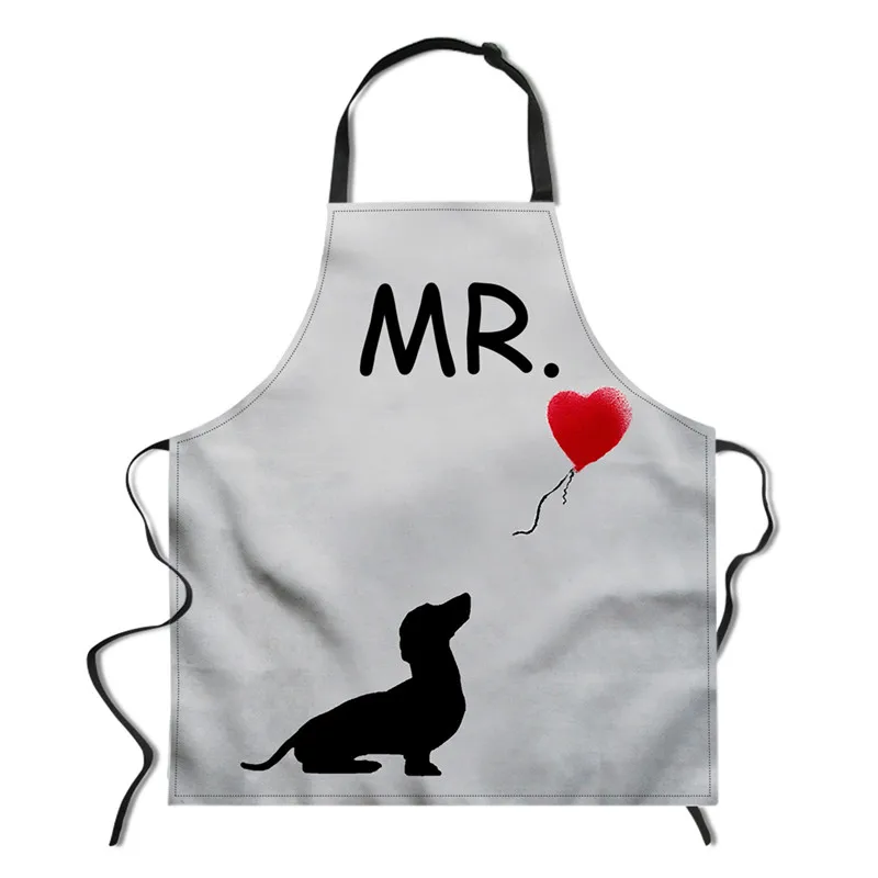 FORUDESIGNS/г-н» и «Mrs». Фартук для пары Кухня забавные фартуки Пособия по кулинарии нагрудник подарок на свадьбу молодоженов Love такса фартук 2 шт./компл - Цвет: Z3968R