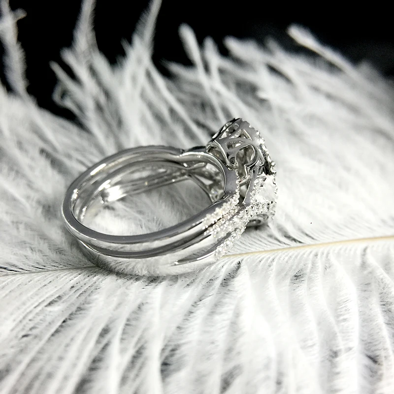 

Однотонный 10 к белый золотой центр 1.5ctw F цвет Moissanite помолвочный Свадебный комплект с Moissanite акценты 2 шт для женщин
