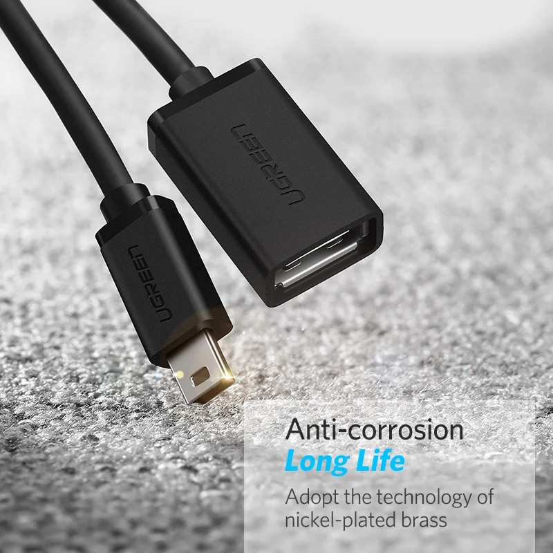 Ugreen USB адаптер Mini USB 2,0-USB OTG кабель для MP3 MP4 жестких дисков цифровых камер PC gps HDD OTG адаптер Mini USB адаптер