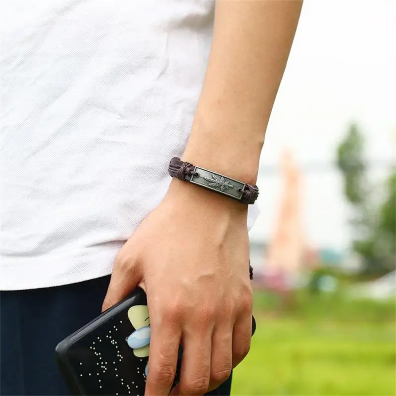 Винтажный плетеный браслет унисекс 2019 сплав Кленовая линия пеньковая веревка