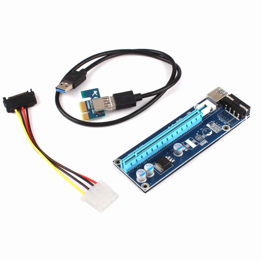 USB3.0 Riser Card pci-e Express 1x к 16x Extender адаптер SATA 4PIN Мощность Кабель-адаптер с 60 см #240875 |